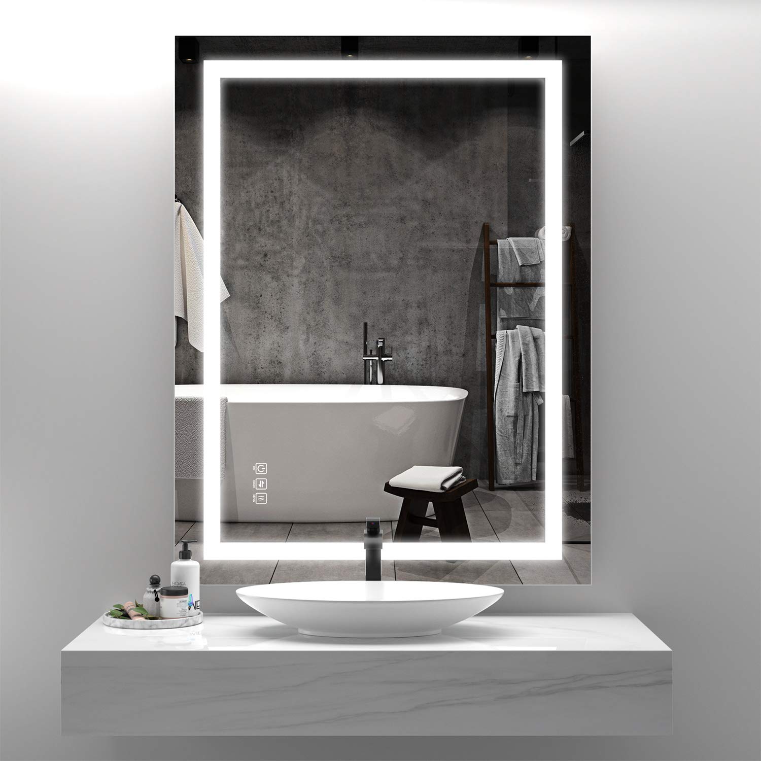 ANTEN 36x28 Inch Bathroom LED Mirror, Horizontal & Vertical Bathroom