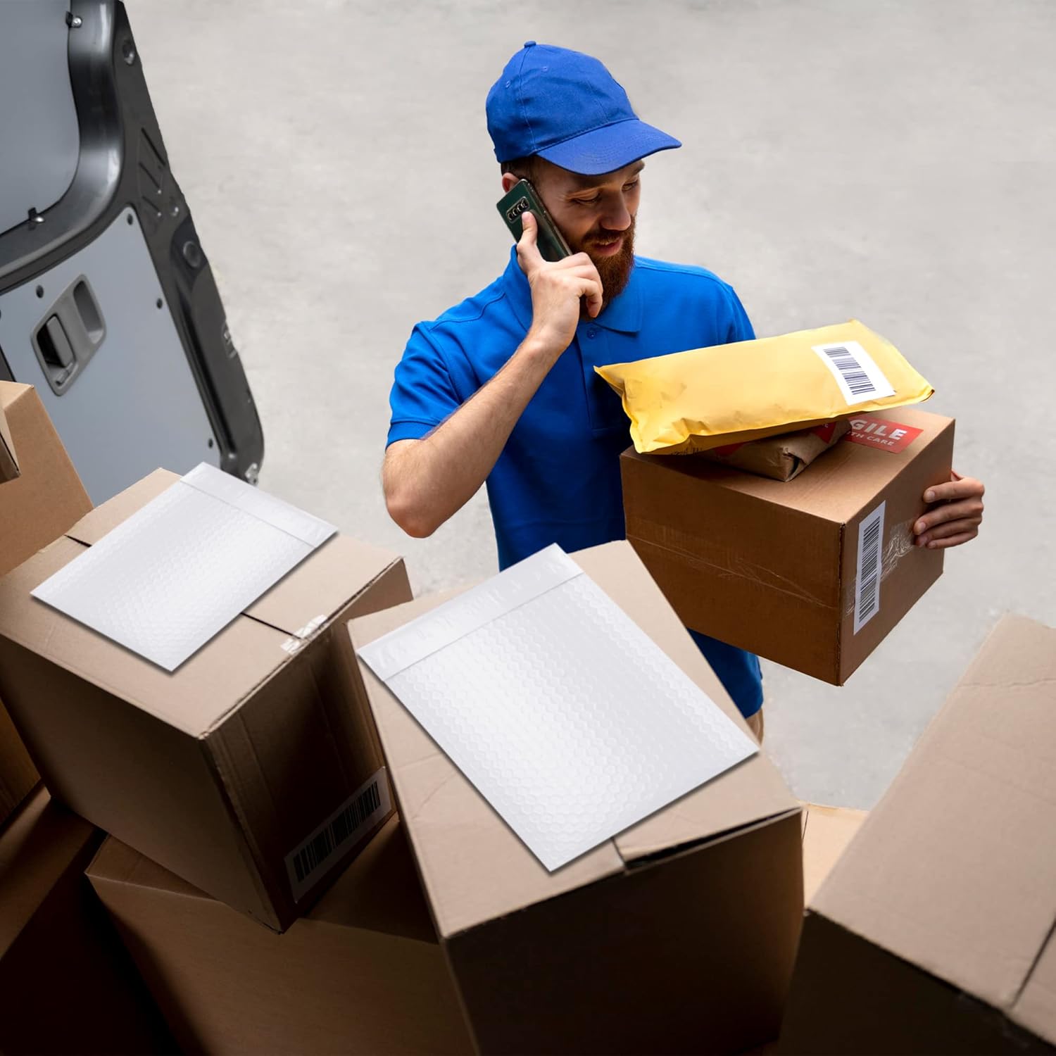 ABC PACK & SUPPLY Poly Bubble Mailers 10.5 x 15 Inch White, Peel and Seal Closure, Water Resistant, 3/16 Inch Bubble Lining, 100 Per Case