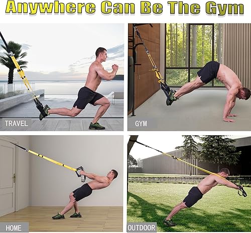 Miniatura 4 de Correas de entrenamiento de resistencia de peso corporal, kit completo de entrenamiento de gimnasio en casa para entrenamiento de cuerpo completo,