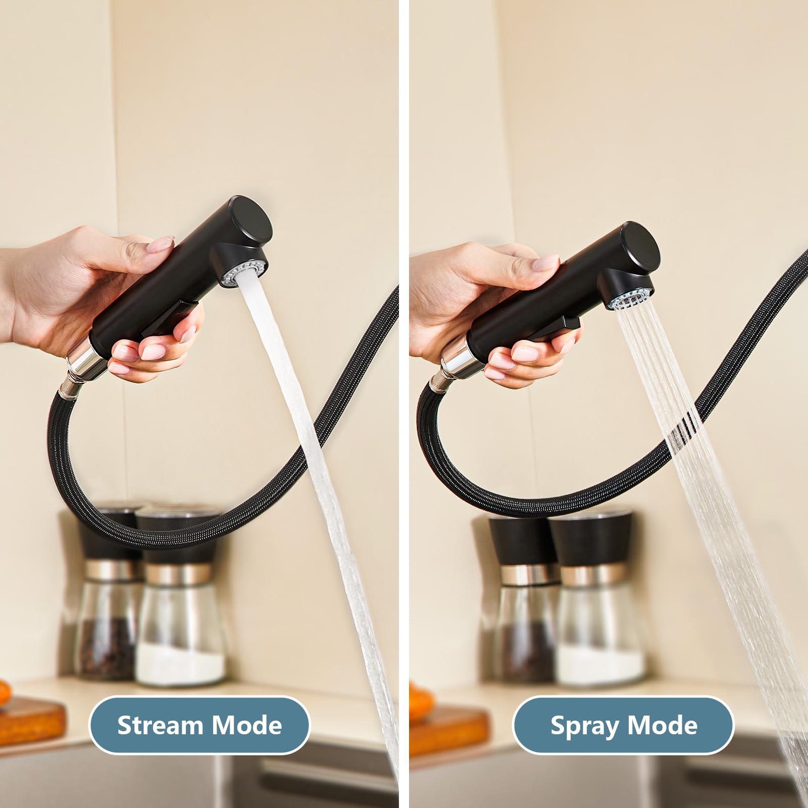 YardMonet Kitchen Sink Mixer Taps, Kitchen Taps Mixer with Pull Out Sprayer - Image 4