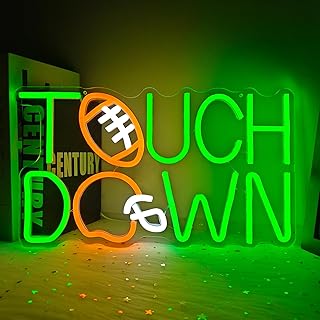 Touch Down Neon Sign Football Led Neon Sign for Wall Decor Football Helmet Neon Light Sign Rugby Light Up Sign for Man Cave Birthday Game Day Bedroom Tailgate Party Home Football Fans Gift