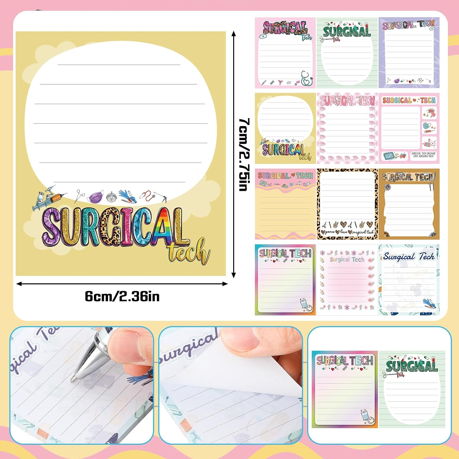 Resurhang 48 Pcs Surgical Tech Gifts Notepads with Pens Sticky Notes image 4