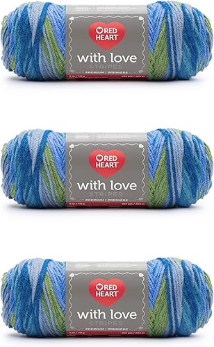 Miniatura 35 de Red Heart with Love - Hilo de seda de maíz, paquete de 3 unidades de 6.98 oz/7 onzas, acrílico, 4 medianos (peinado), 370 yardas, tejido/ganchillo