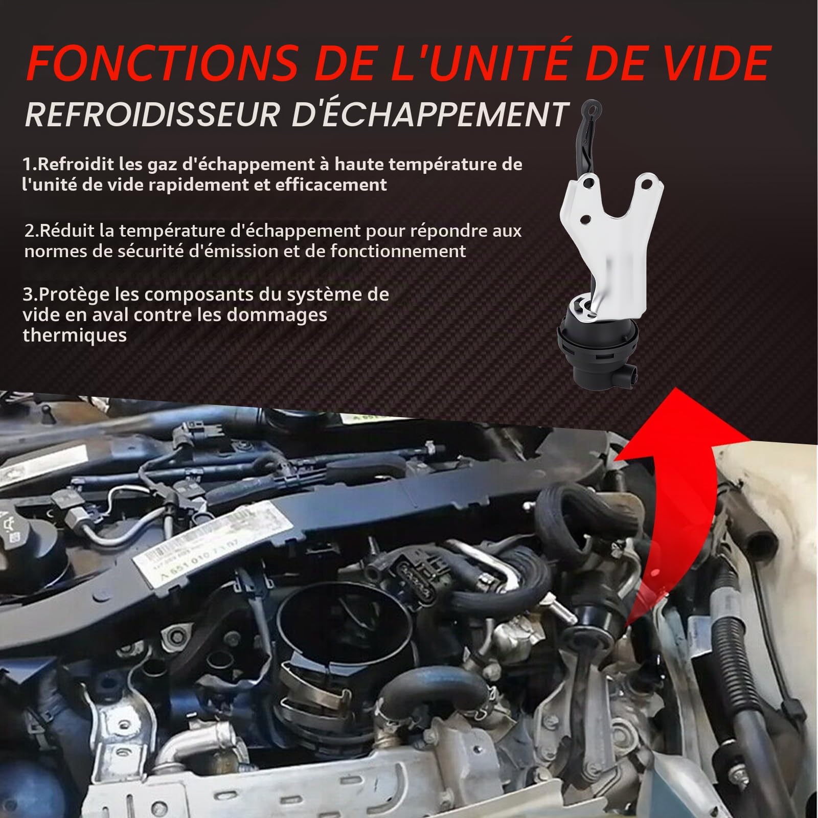 6511410369 A6511410369 Unité de dépression Refroidisseur d'échappement Vanne AGR Classe E W212 C207 Classe C W205 S205 Classe A W176 Sprinter 3-T/3.5-T/ 5-T W906