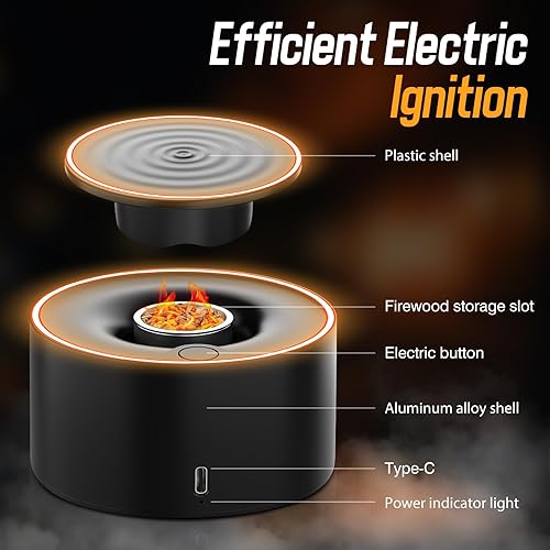 Miniatura 2 de Kit de ahumador de whisky eléctrico, kit de ahumador de bebidas a la antigua moda con varilla de calentamiento, cuerpo de aleación de aluminio y 6