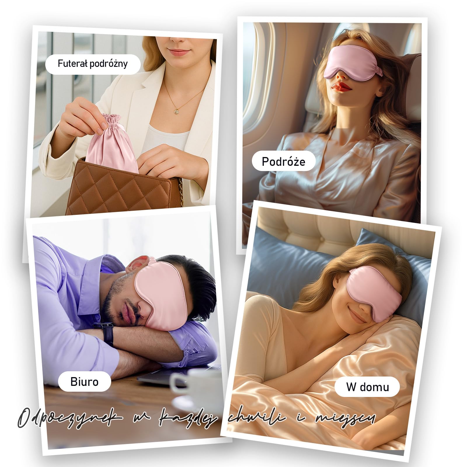Umisleep 100% czysty jedwab maska do spania, 22 momme, 6A, miękka i gładka, oddychająca maska do spania z jedwabiu dla kobiet i mężczyzn, lepsze uszczelnienie światła, z etui podróżnym, regulowana