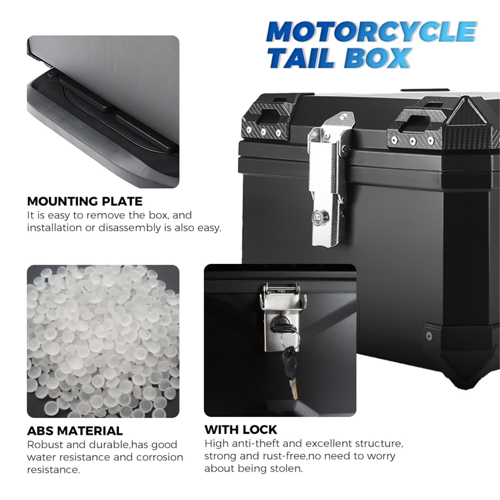 Uniwersalny bagażnik na kask motocyklowy, zamykany na klucz, pasuje do BMW R1200GS, R1250GS, R1200GS, 1200 GS, LC ADV(45L Black Box)