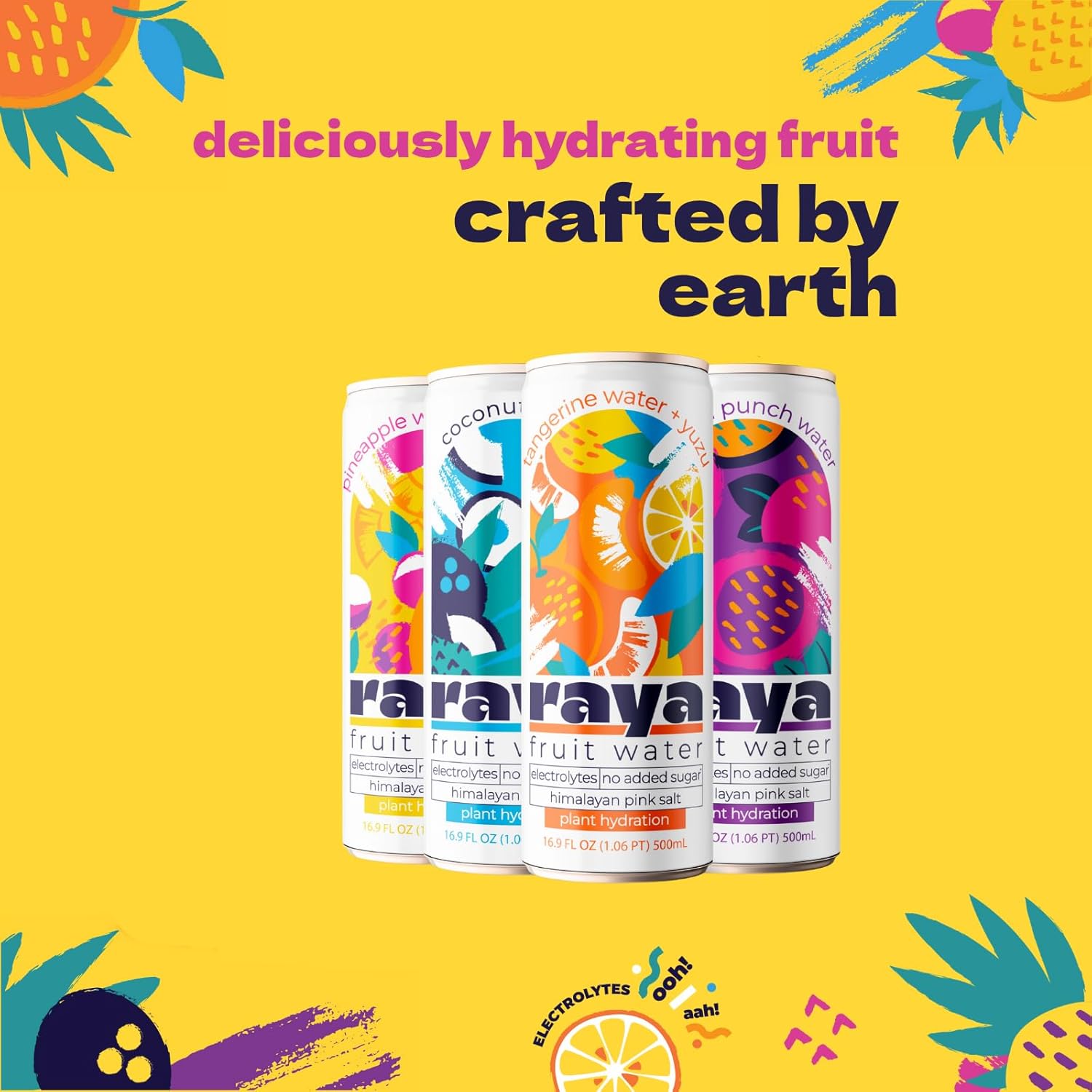 Raya Fruit Water, Passion Fruit Punch, 16.9 fl oz (12-Pack) – 46% Juice, No Added Sugar, Rich in Vitamin C & Electrolytes, Non-Carbonated Plant-Based Hydration