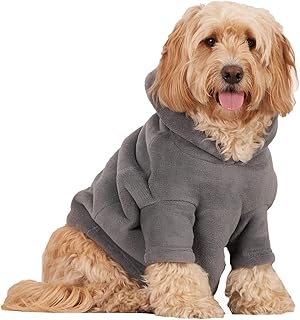 OHS Thermal Fleece Dog Hoodie Sherpa Lined Reversible Soft Cosy Easy Care Pet Clothing â€“ Small, Charcoal Grey
