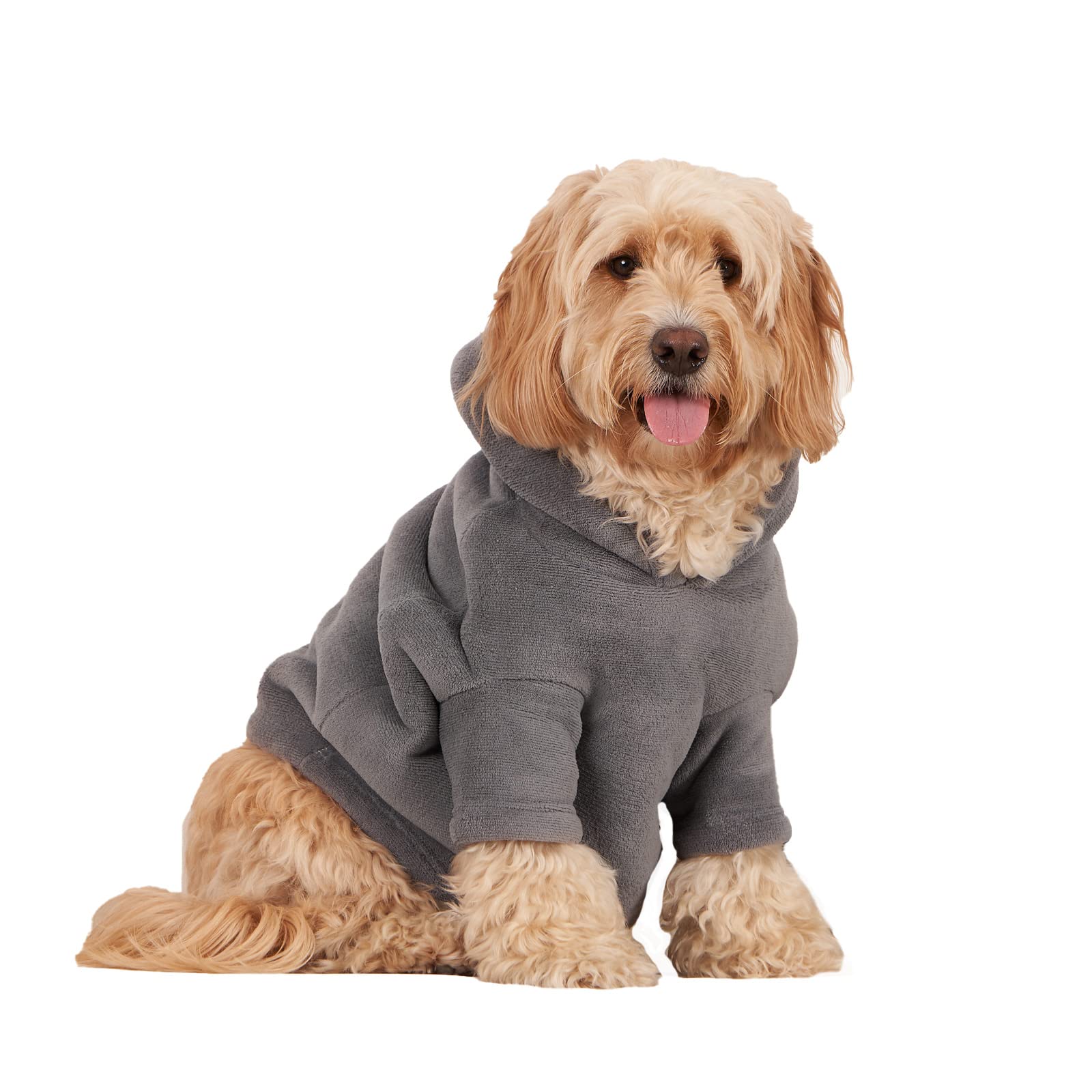 OHS Thermal Fleece Dog Hoodie Sherpa Lined Reversible Soft Cosy Easy Care Pet Clothing – Small, Charcoal Grey — image 1