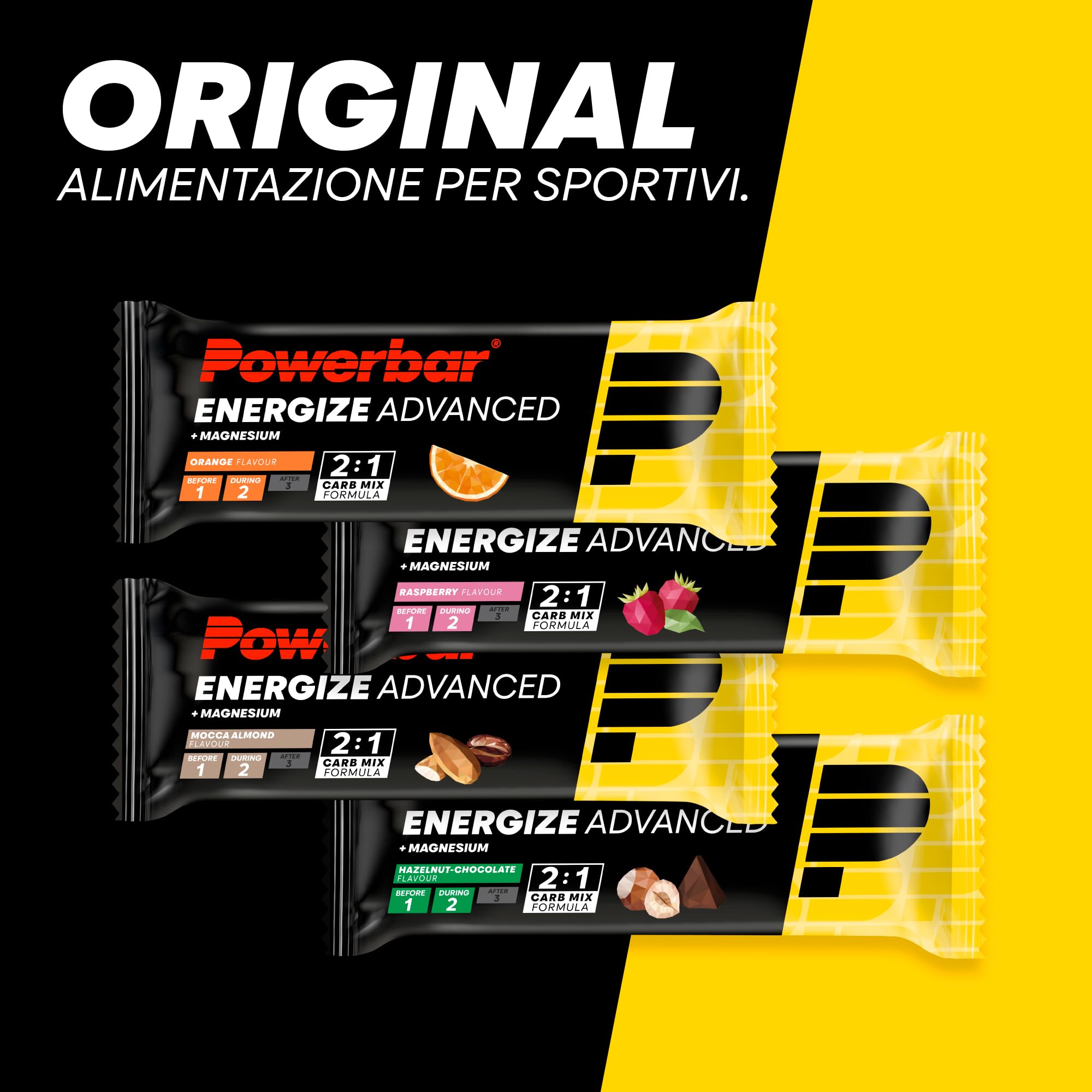 Powerbar - Energize Advanced - Orange - 15x55g - Barretta energetica ad alto contenuto di carboidrati - magnesio e sodio