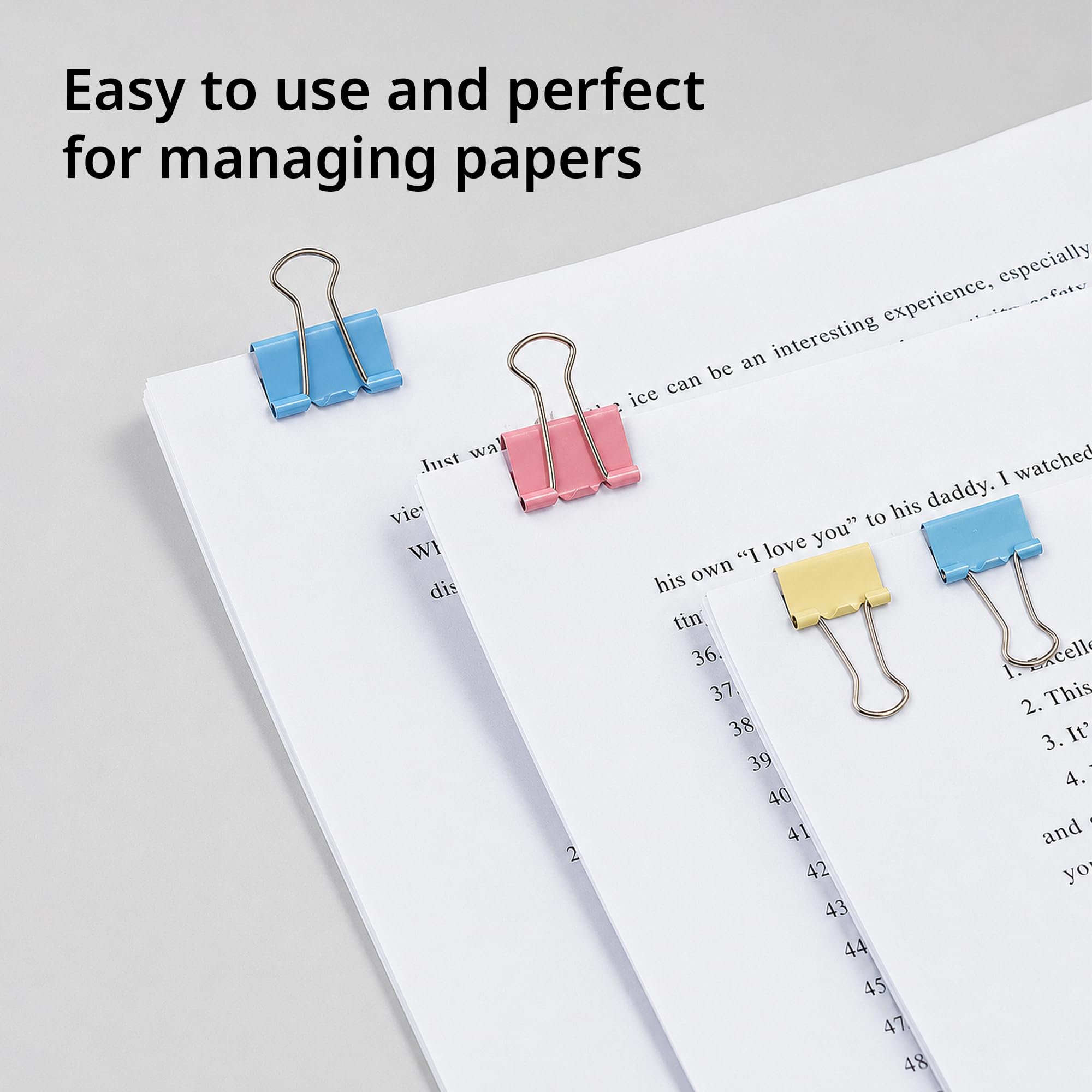 NUOVI 19mm Binder Clips-Multicolor | Made of Tempered Steel, Durable & Rust-Resistant | Perfect for Holding Loose Papers | Ideal for School, Office & Home (Pack of 40) 3
