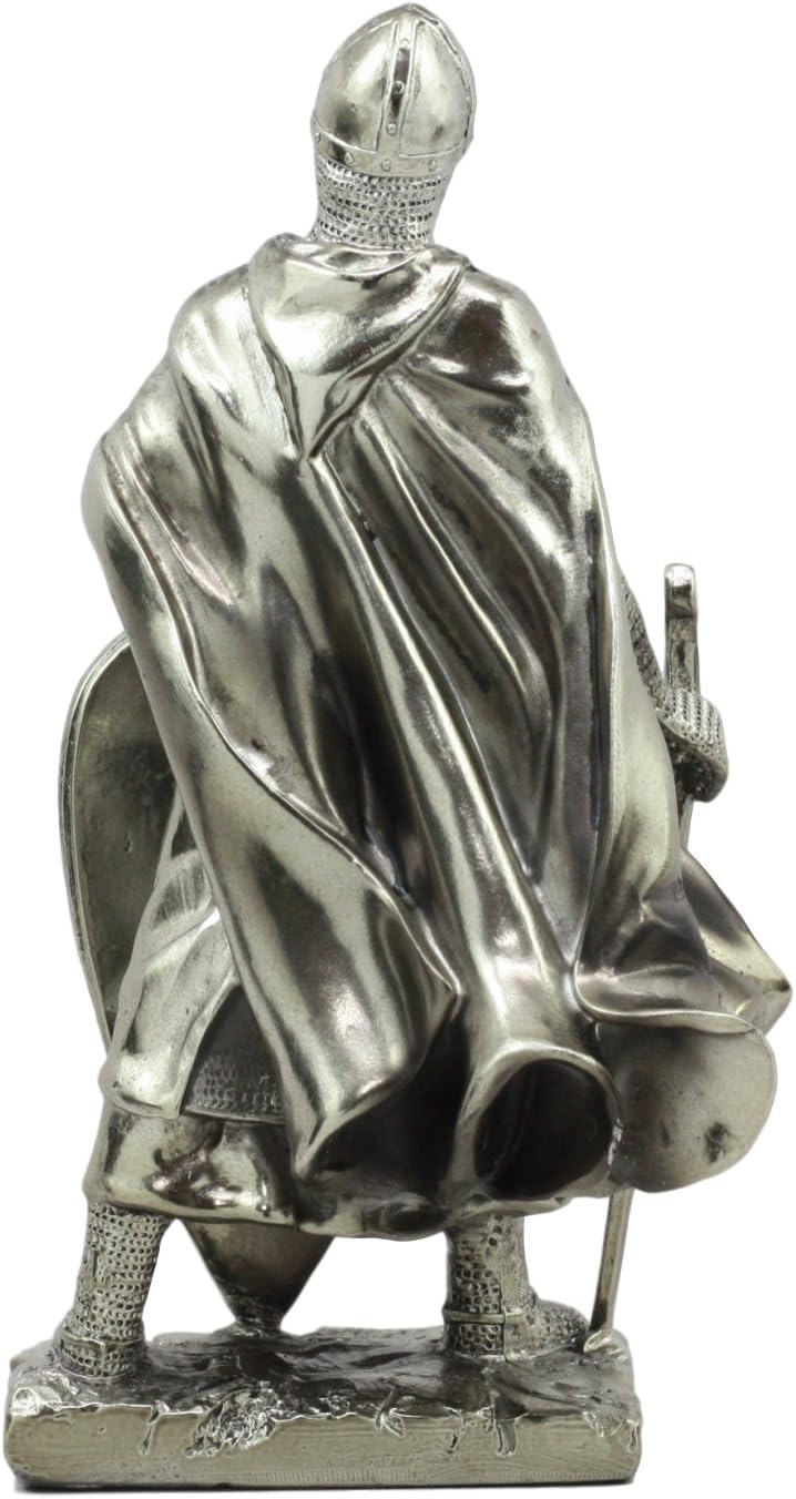 Ebros Holy Roman Empire Crusader Knight with Sword and Shield Statue 7" Tall Suit of Armor Swordsman Warrior Medieval Age of Kings Decorative Sculpture