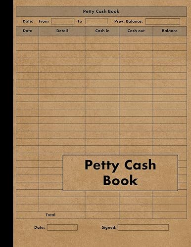 Petty Cash Book: Ledger for Petty Cash Record Keeping - Large - 120 Pages - Business Accounts Petty Cash Log Book