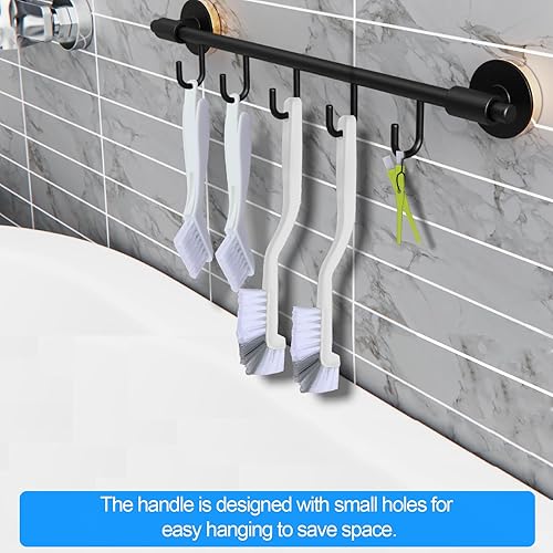 Miniatura 7 de Juego de 6 cepillos de limpieza, limpieza profunda, blanco, mango de plástico, ideal para cocina y baño, incluye cepillo de 90 ángulos para áreas