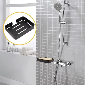 Soap Dish Stainless Steel Black Soap Dish Holder Wall Mounted Shower Soap Holder with Screws, Sturdy Soap Dish for Bar Soap Stylish Soap Dish Holder for Shower Bathroom Kitchen Sink Tub