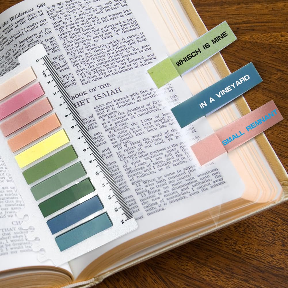 Set 700 Segnapagina Adesivi Trasparenti Con 12 Evidenziatori - Note Adesive Per Studio, Ufficio E Bibbia - Foto 7