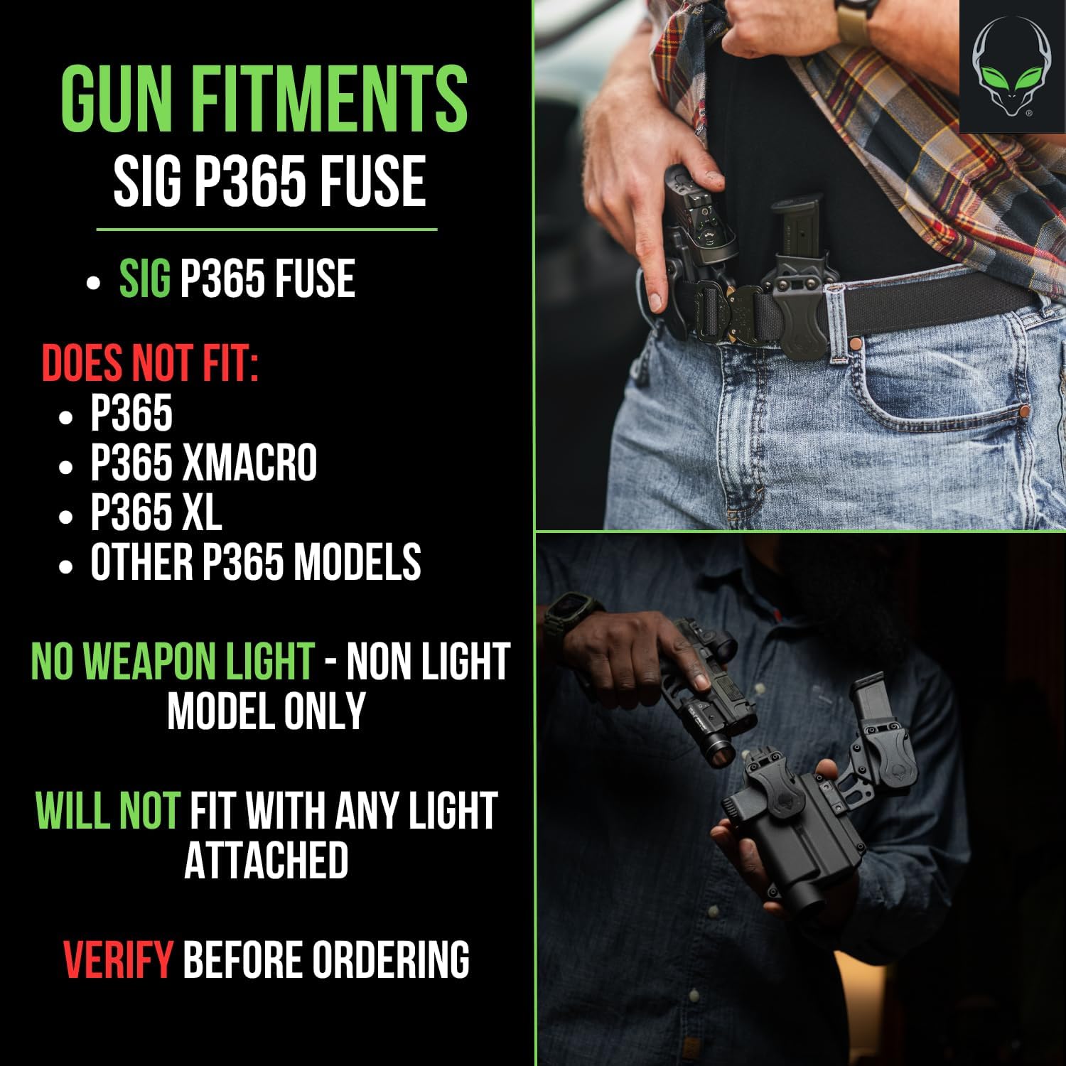 Alien Gear Photon Holster - IWB or OWB, Right or Left Hand, Optics Ready, Compact Light or No Light Options - Multiple Fitments Available