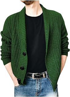 Sudadera para hombre sin capucha chaqueta de punto de algodón delgada ligera con cuello en V - botón casual color sólido chaqueta de exterior cálido suéter de punto sudadera chaqueta de invierno