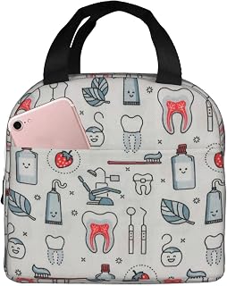 Dentist Lunch Box Dental Hygienist Lunch Bag Cute Tote Bag Insulated Lunch Bags for Women Men Work Camping Travel