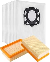 10 Kärcher Vacuum Cleaner Bags and 2 Filters Replacement for Kärcher WD4 WD5 WD6 WD5P WD6P MV4 MV5 MV6, Filter Set KFI 4410 Filter (2.863-005.0) and KFI 487 Bags (2.863-006.0)