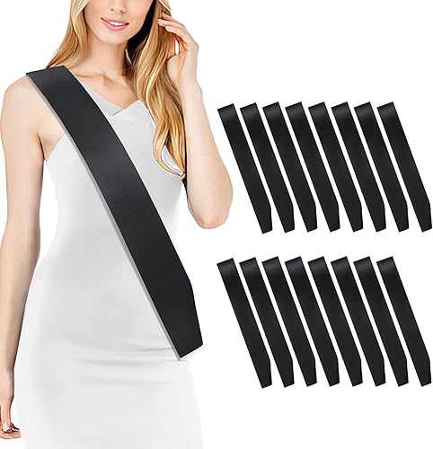 16 bandas de satén en blanco para fiesta, banda de novia para ser, banda lisa, bandas de bricolaje para concursos, cumpleaños, fiesta, graduación,