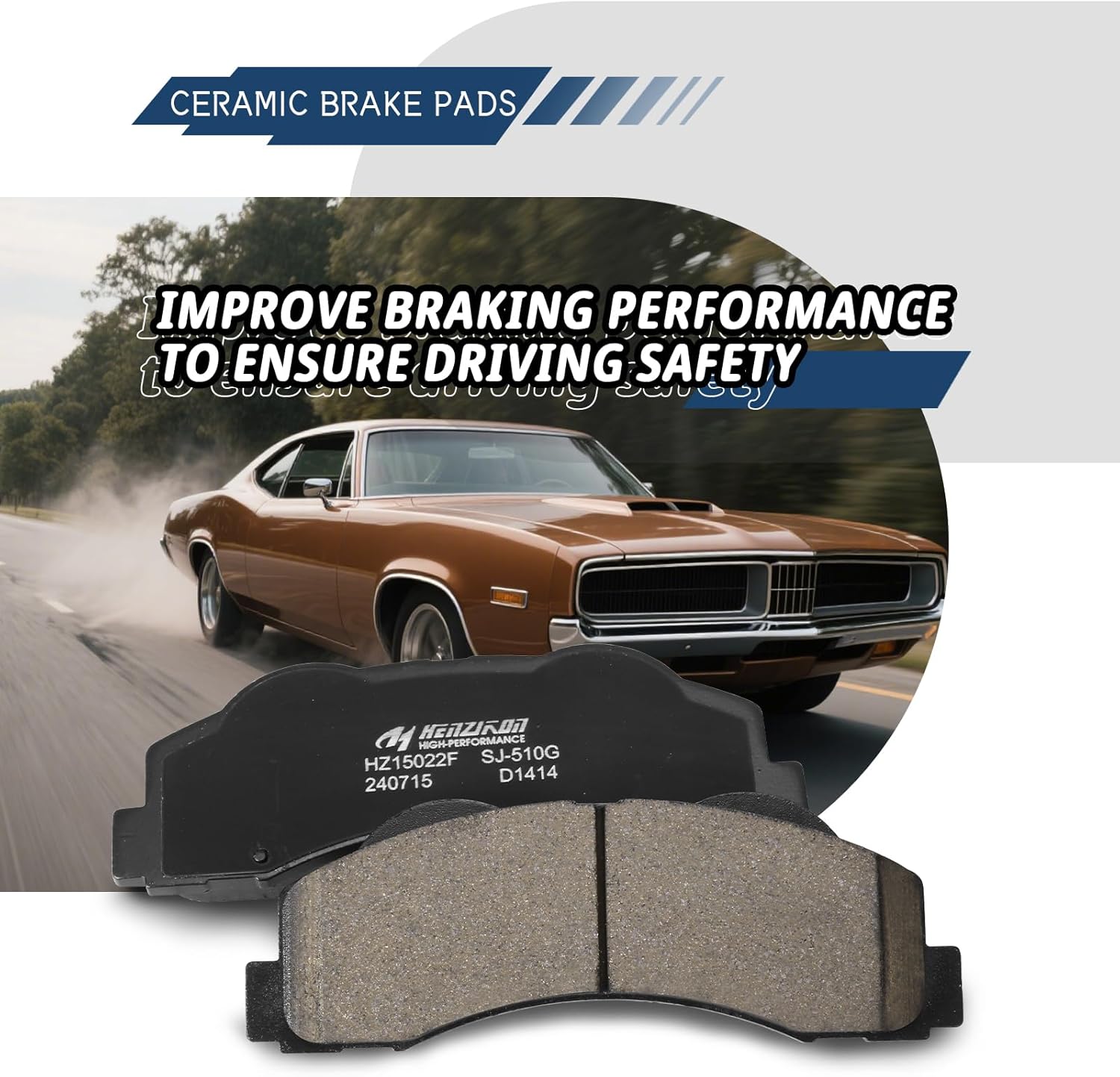 Ceramic Front Brake Pads Compatible with 2010-2020 Ford Expedition/2010-2020 Ford F-150 and 2011-2021 Lincoln Navigator,Automotive Replacement Brake Pads Set for Car (HZ1414)