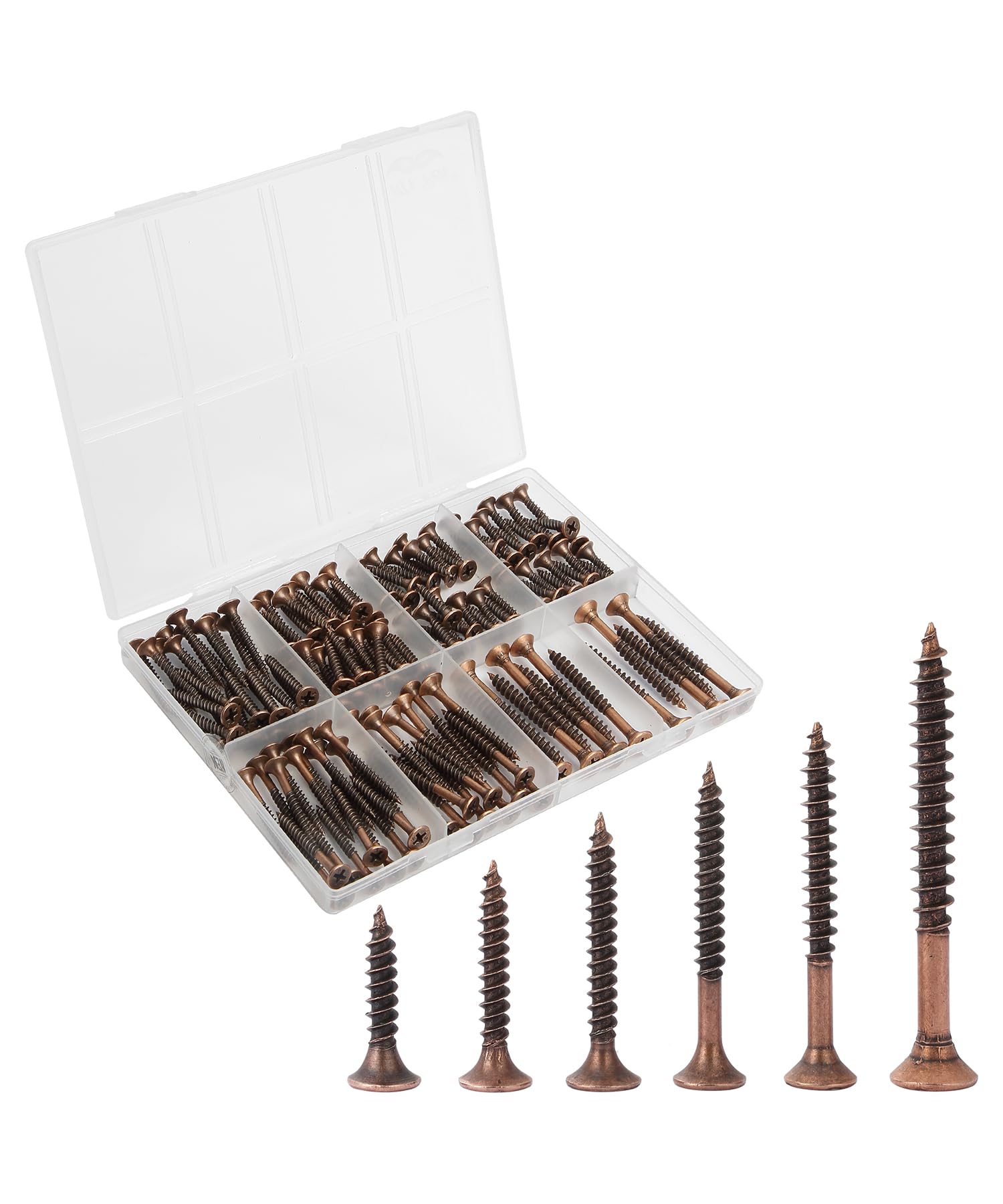 Mr. Pen 152 Pcs Wood Screws Assortment Kit, Bronze Iron, 6 Sizes, Galvanized, for Building Benches and Tables, Maintaining Shelves, Fencing Panels, Mounting Door Hinges
