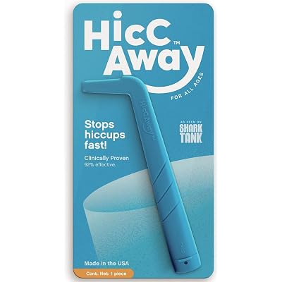 HiccAway Hiccup Straw - Stops Hiccups Naturally & Fast - As Seen On Shark Tank - Clinically Proven Relief for All Ages, Children & Adults - Safe, Lightweight, & Reusable (HiccAway Blue) 1 Pack