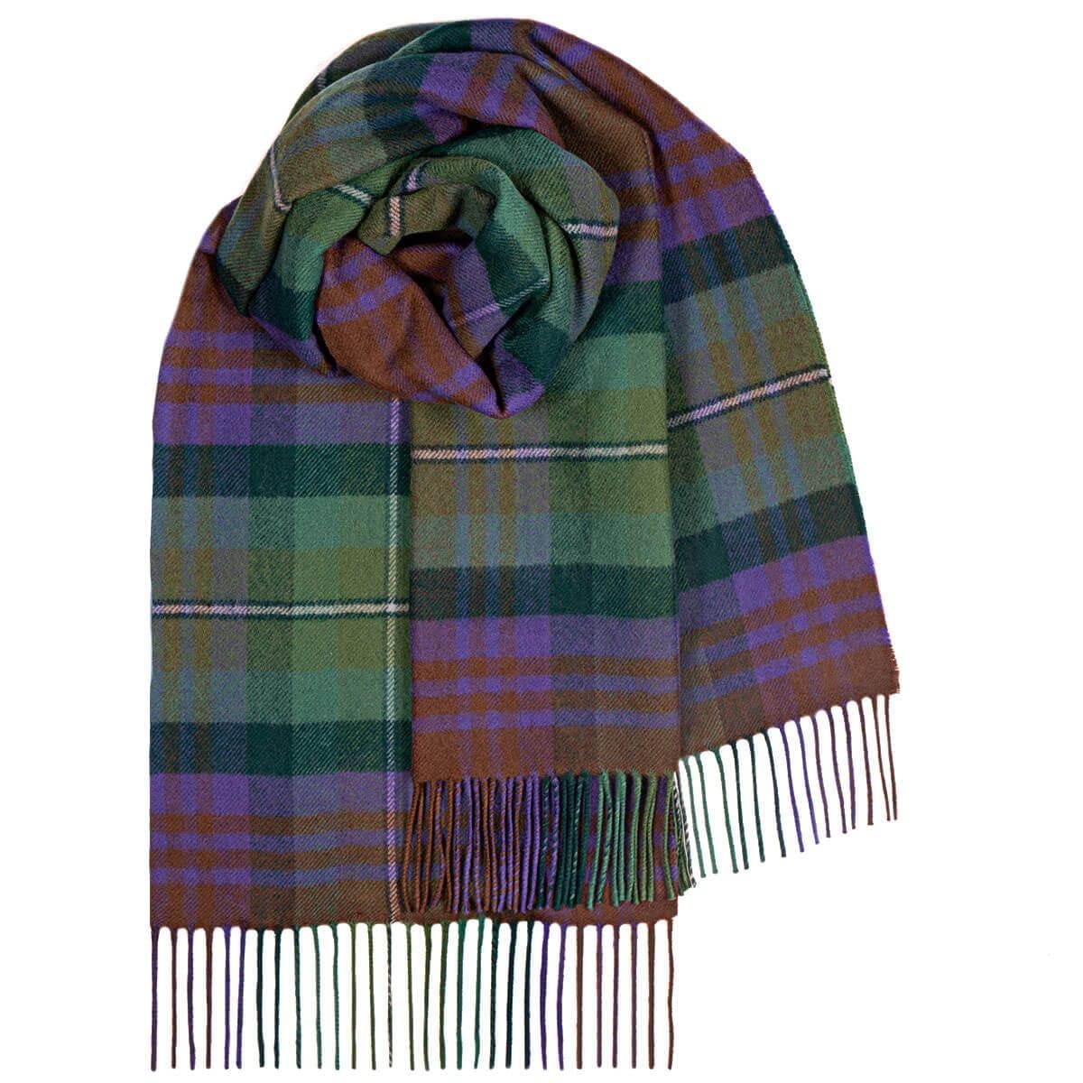 Highland Tweed Multicolore Pure Lambswool Isle Of Skye Tartan Clan Scarf - Made In Scotland