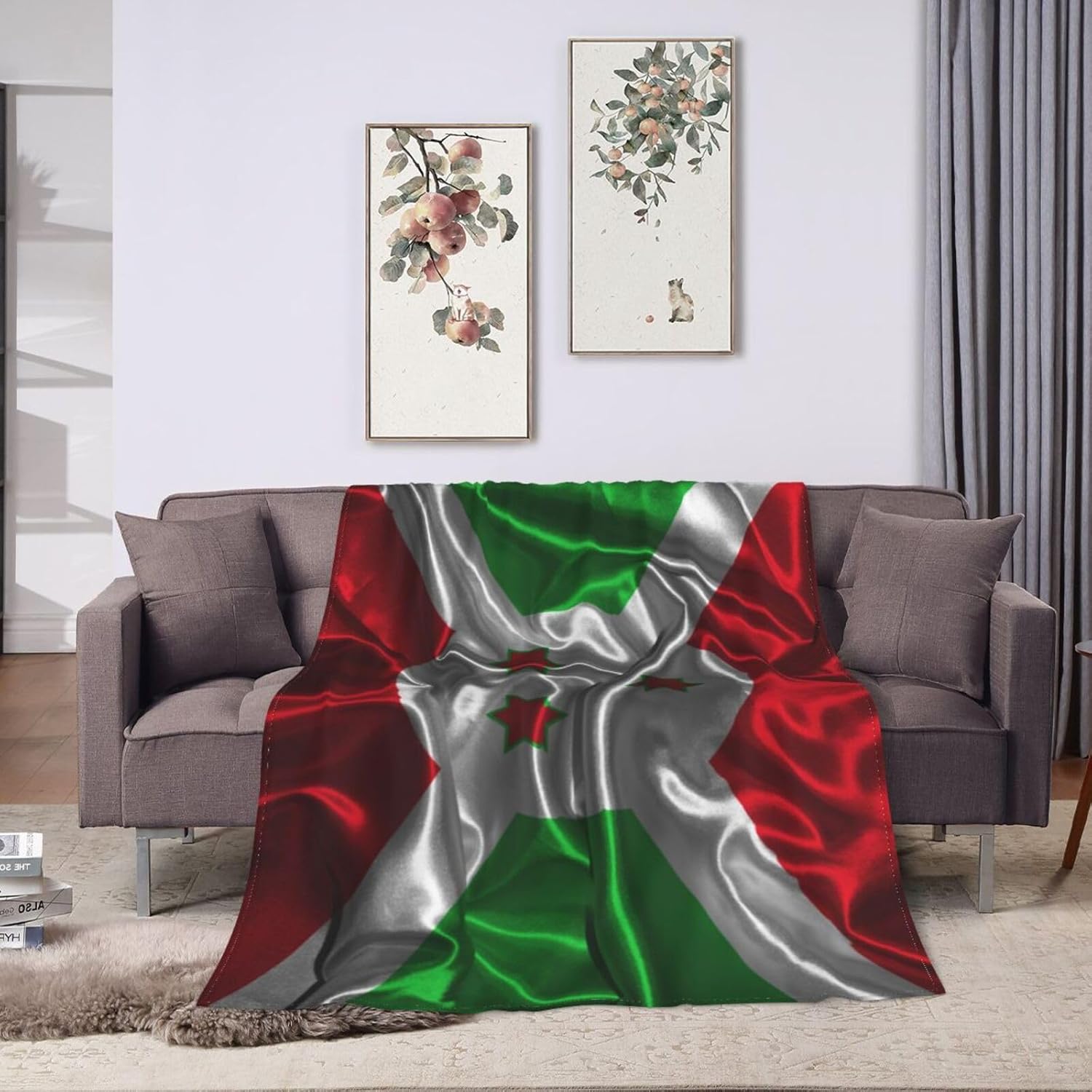 Silk Style Flag of Burundi Throw Blanket for Couch 80"x60" Bed Sofa Super Soft Cozy Blanket Flannel Blankets & Throws