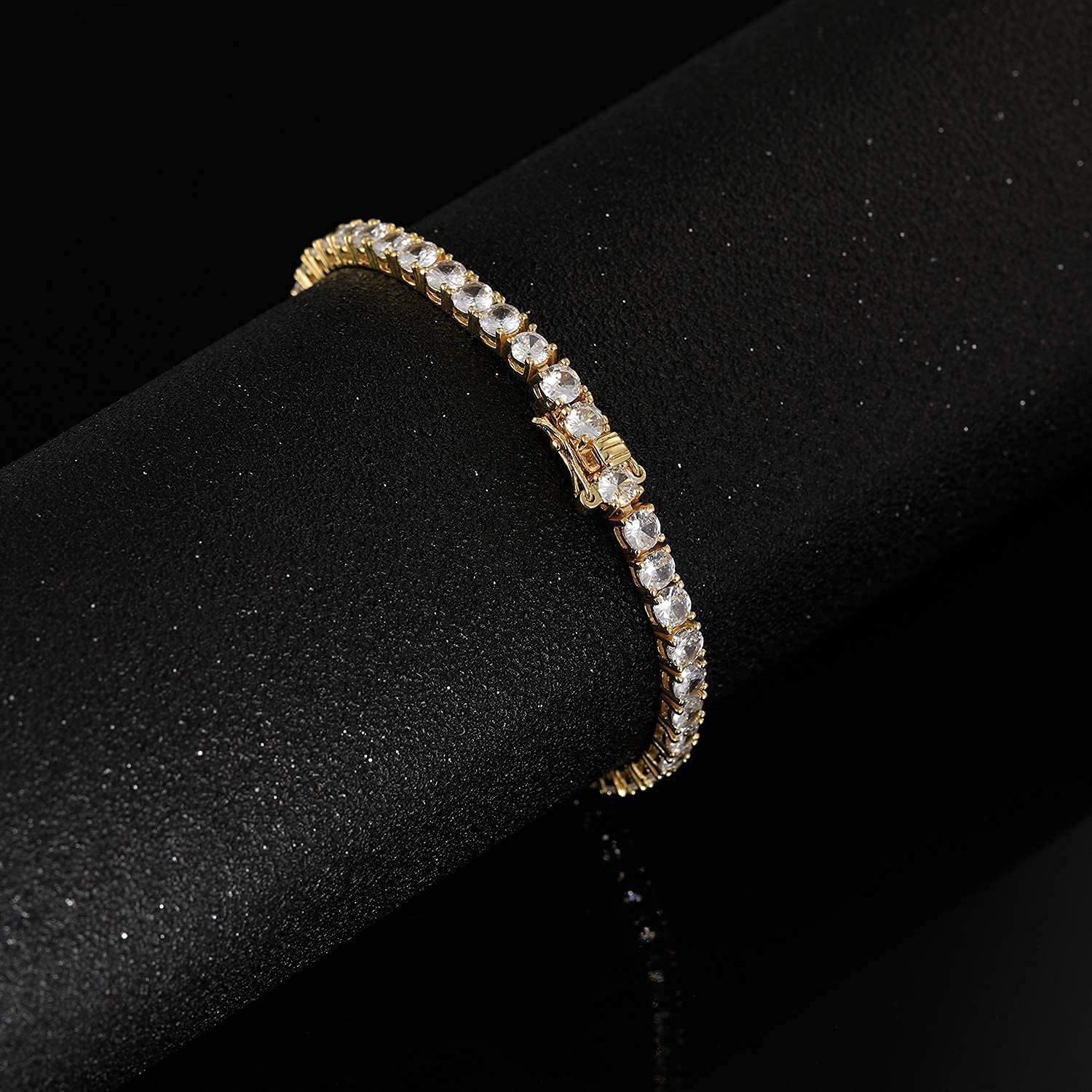 MDFUN Tennis Bracelet for Women 3mm Cubic Zirconia 18K White Gold/Yellow Gold Plated - Image 3