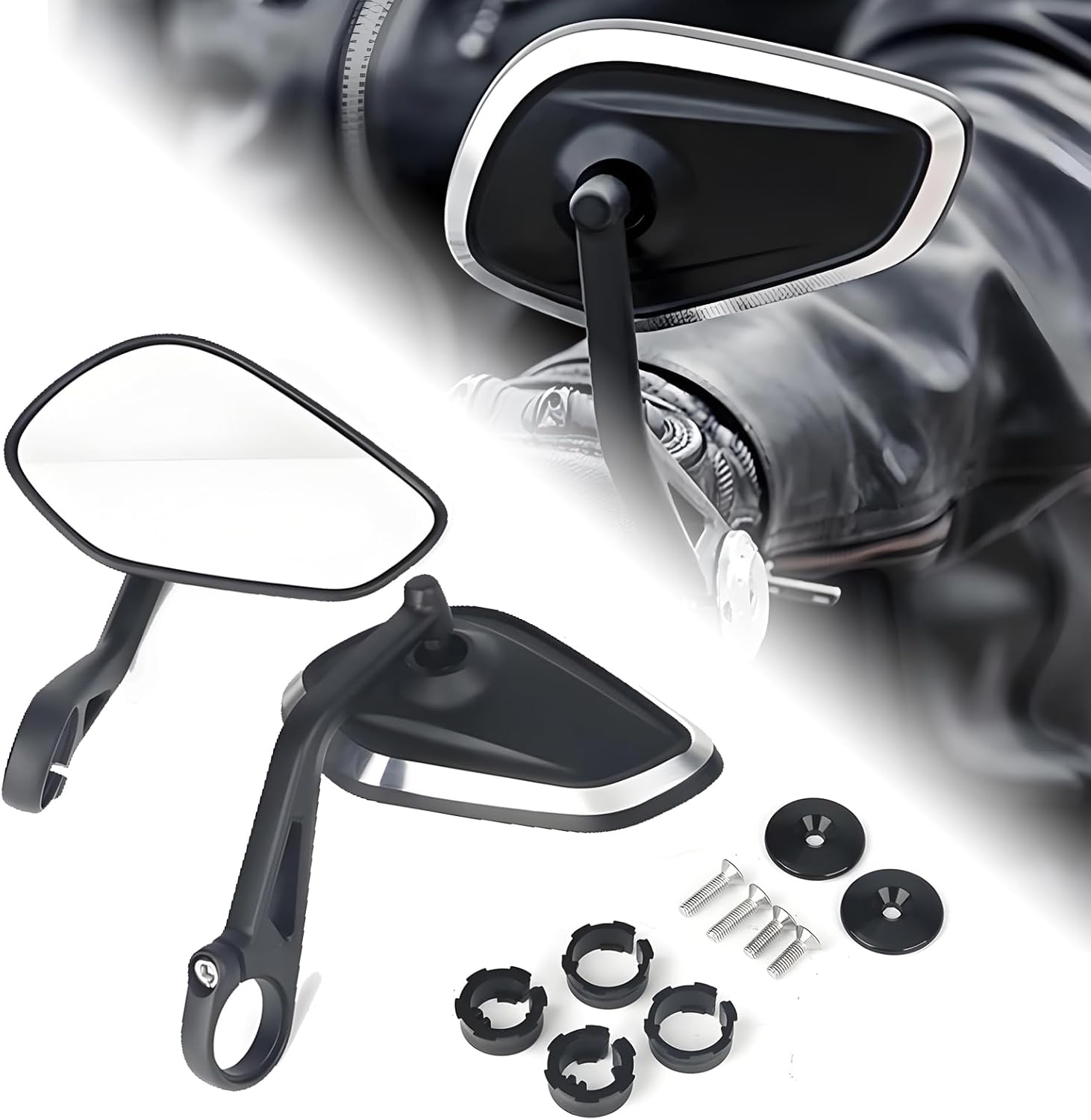 Motorcycles Bar End Mirrors Compatible With Rocket 3/ Street Triple S 765 765RS 765R Speed Triple 1200RS 1200RR/ Bobber T120/Daytona 660 Motorcycle Handlebar Rearview Handle Bar End Mirror Kit (Round)