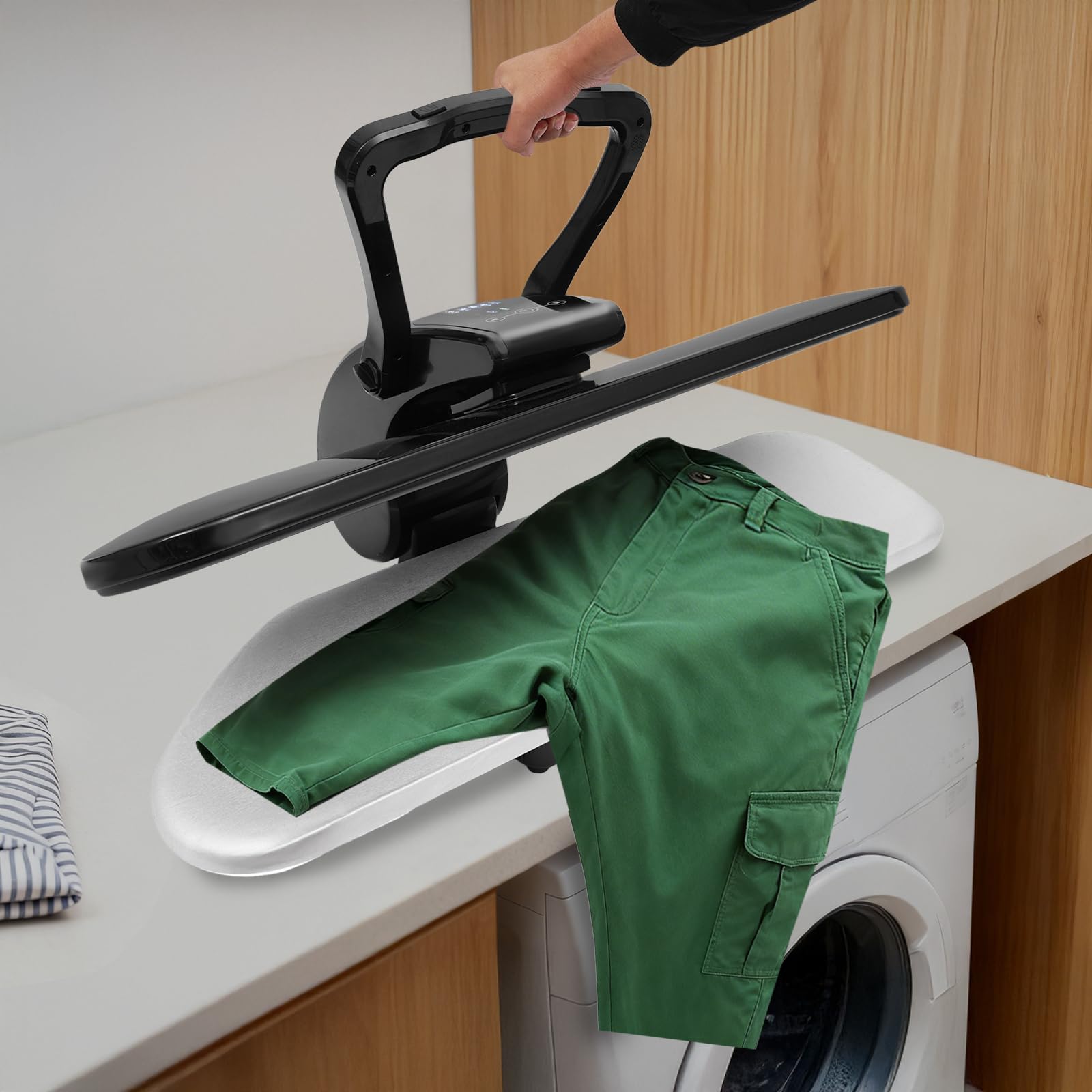Professionelle Dampfbügelpresse, 2200W Intelligente Dampfpresse, BüGelautomat 91cm, Temperaturbereich 90-200 ℃, 5 Temperaturstufen, Selbstsperrkraft 8kg, Superschnelles Bügeln (Schwarz)