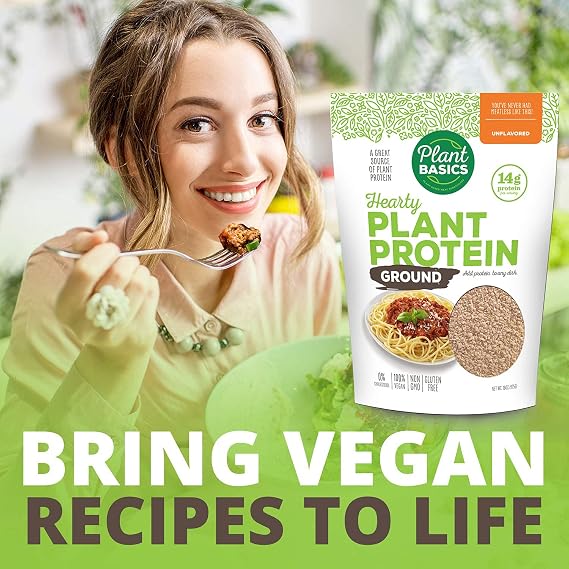 Plant Basics - Hearty Plant Protein - Unflavored Ground, 1 lb - Plant Based Seasoning, Just Like Chicken, 2 Ounce - Non-GMO, Gluten Free, Vegan