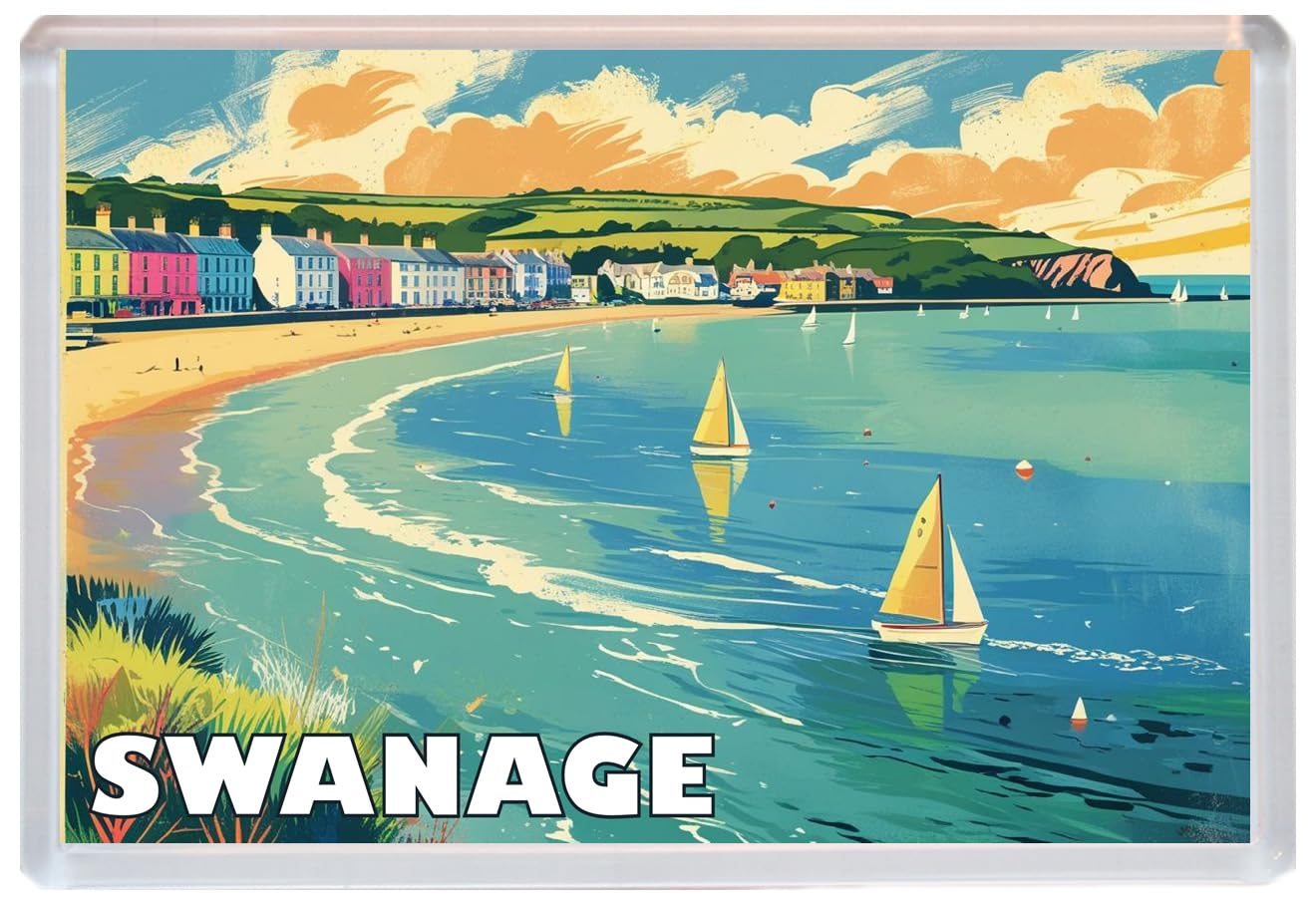 Baked Bean Store Multicolor Swanage - Dorset - Jumbo Artistic Fridge Magnet 96 X 67Mm Bbsfhm1901