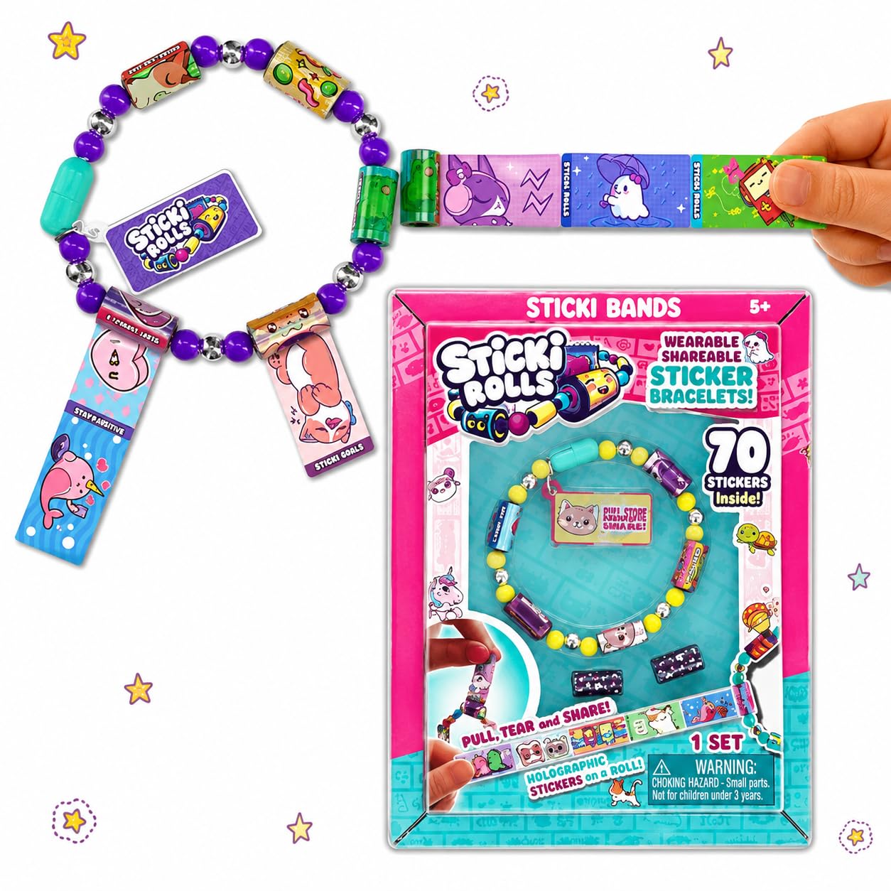 UDHVREKH Creative Sticky Rolls Bracelet Making Kit for Kids–70 Reusable Stickers,DIY Surprise Sticker Roll Craft for Girls & Boys Ages 5-12,Ideal Classroom Party Gift Activity-image-18