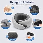 Purroch Neck Pillow Airplane, Travel Pillow with Eye Mask & Earplugs, Memory Foam Pillow with Adjustable Velcro Strap, Pillows for Travel, Plane, Car, Home, Work, Light Grey