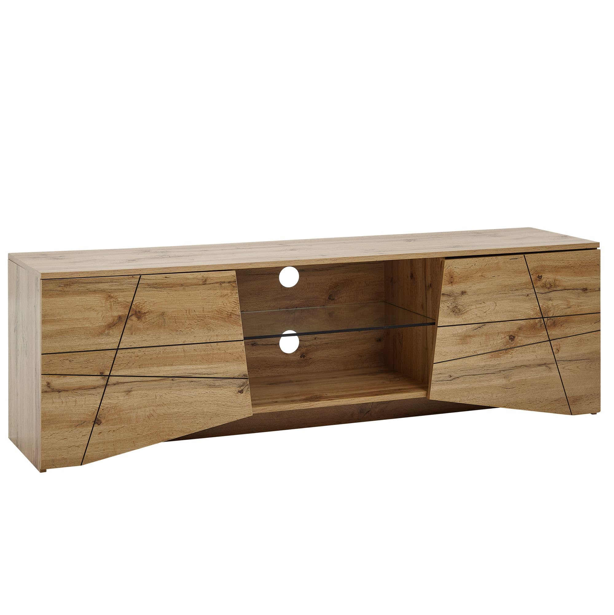 FineBuy Lowboard 160x40x50 cm Eiche-Dekor Braun, TV-Schrank Kachelmuster