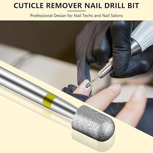 Miniatura 5 de Broca cilíndrica de carburo de diamante para quitar cutículas, vástago de 332 pulgadas, broca profesional de carburo de diamante para uñas de gel