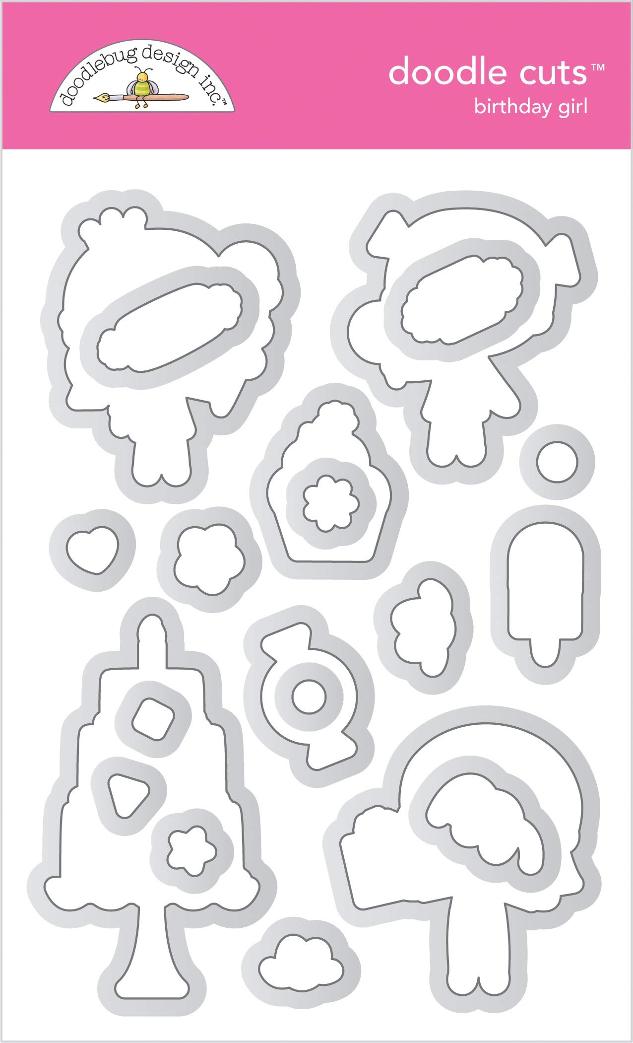 DOODLEBUG DESIGN INC. Doodle CUTS Dies Bday, Birthday Girl, Hey Cupcake, One Size