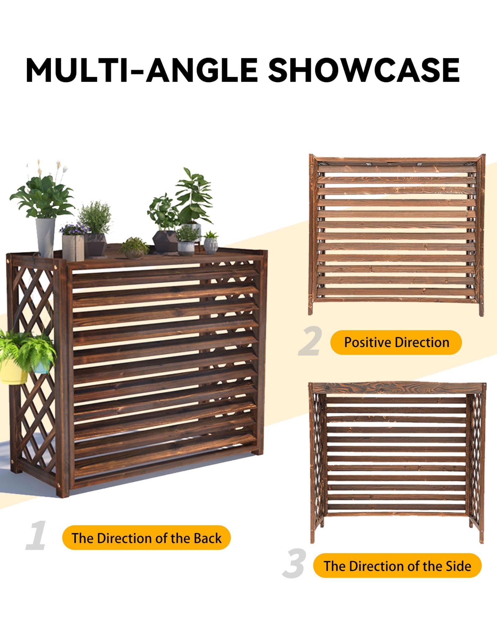 Copri Condizionatore Da Esterno In Legno, Impermeabile Copertura Condizionatore Esterno, Ideale Per Decorazione Di Terrazze, Balconi E Patio, Protezione Efficace Dalle Intemperie(Small-80x32x70cm