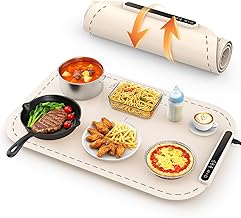 COWSAR Warming Mat for Food, Electric Food Warming Mat, Fast Full-Surface Heating, 3 Temp Settings, Portable Rollable Food Warmer for Gatherings, Parties, Buffets, White