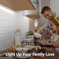 Vista 2 de Tira de luces LED enchufables con sensor de movimiento para debajo del gabinete, blanco frío, 6000 K, superbrillante, 2000 lm con adaptador de 12 V