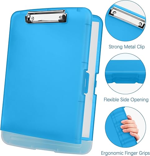 Miniatura 3 de Meiikun Portapapeles con almacenamiento, tableros de plástico de 8.5 x 11 pulgadas con soporte para bolígrafos, carpeta de portapapeles de