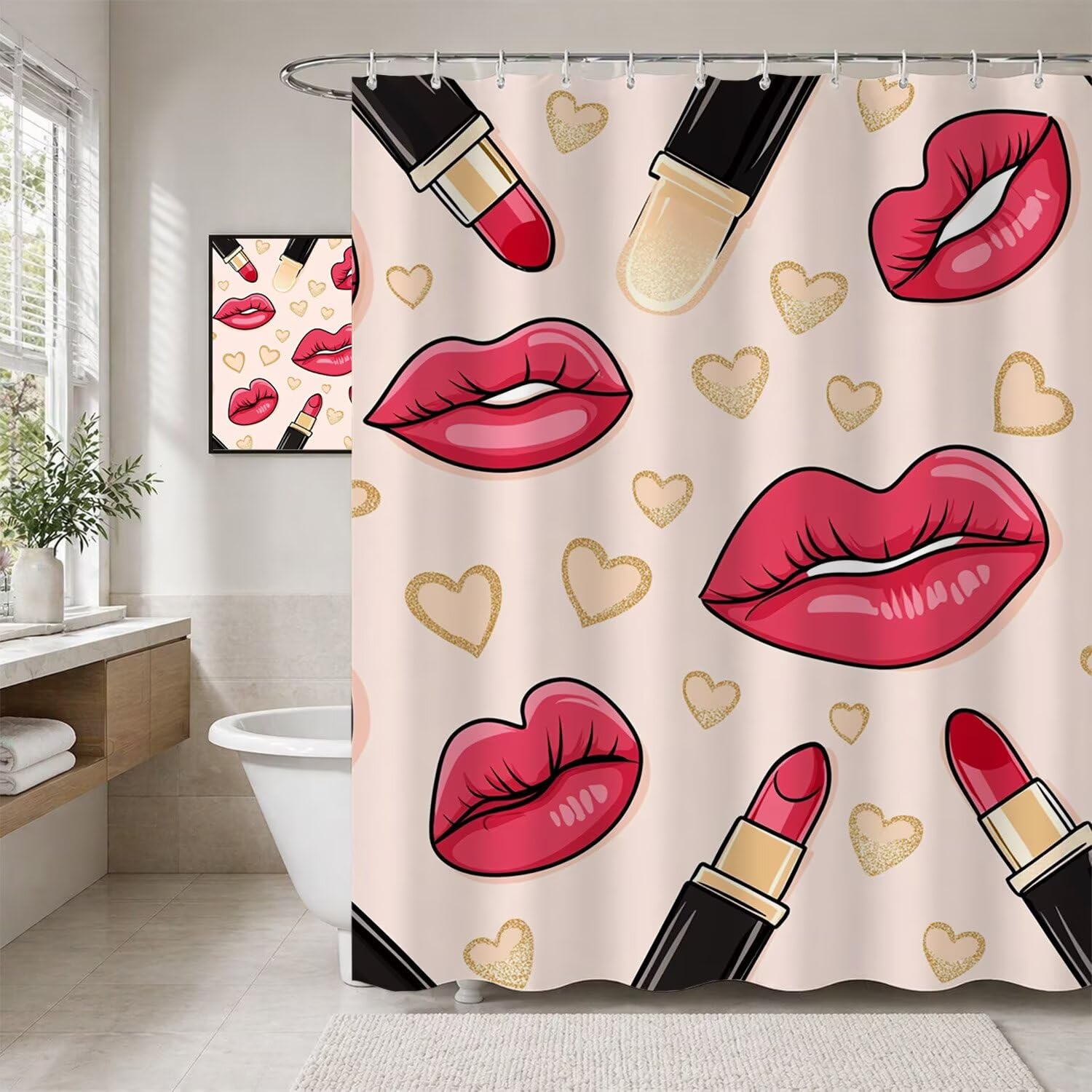Rideau de douche imperméable et lavable en machine avec ourlet lesté