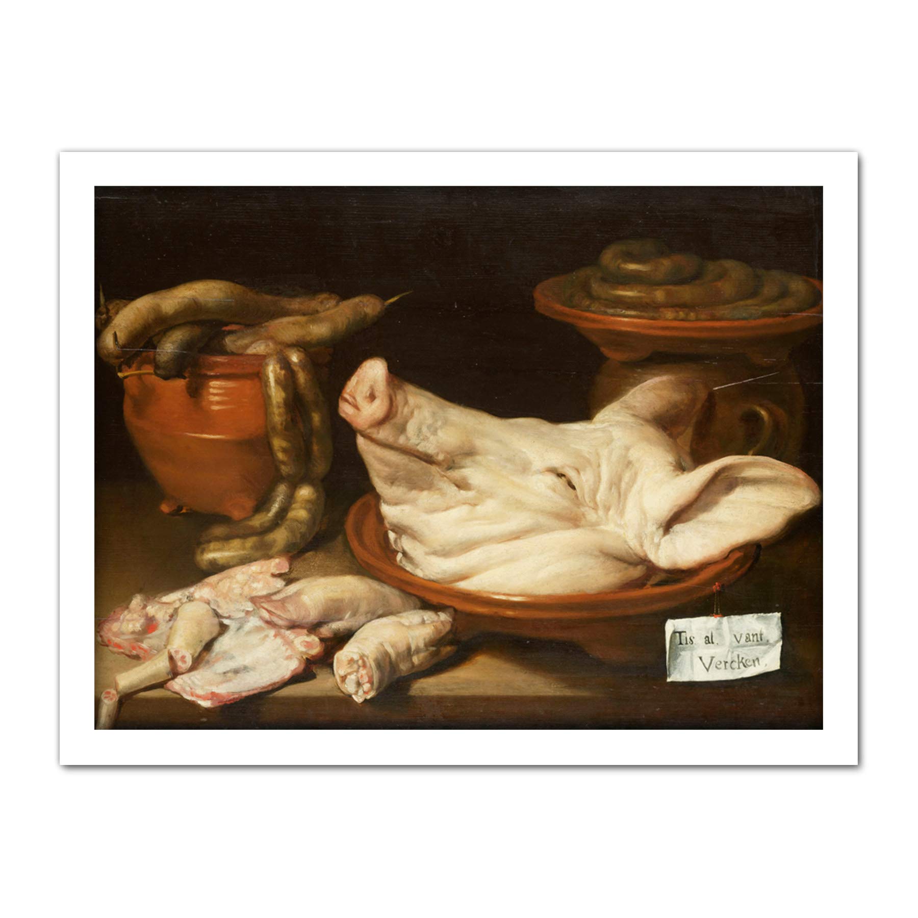 Artery8 Monogrammist Jvr Still Life With Pig'S Head Artwork Framed Wall Art Print 18X24 Inch