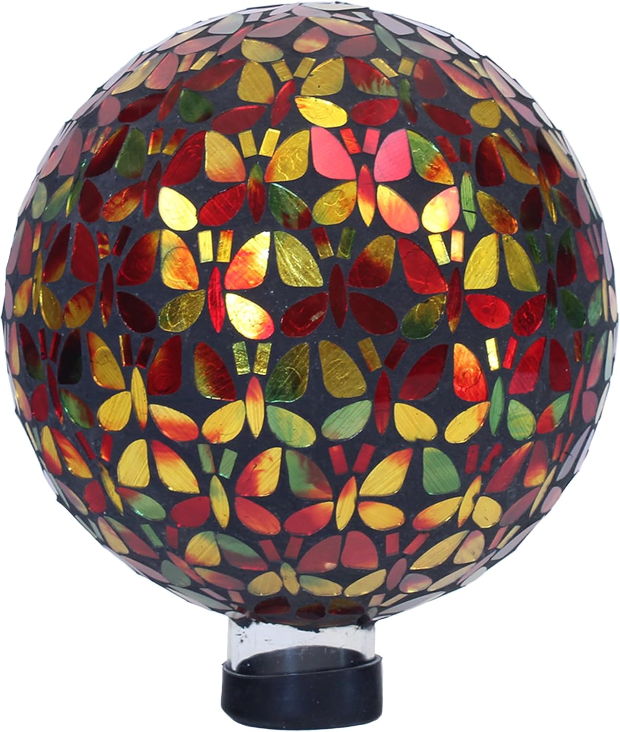 Echo Valley 8272 Sunburst Butterfly Gazing Globe Outdoor Décor for Lawns and Gardens, 10 inches, Red/Yellow