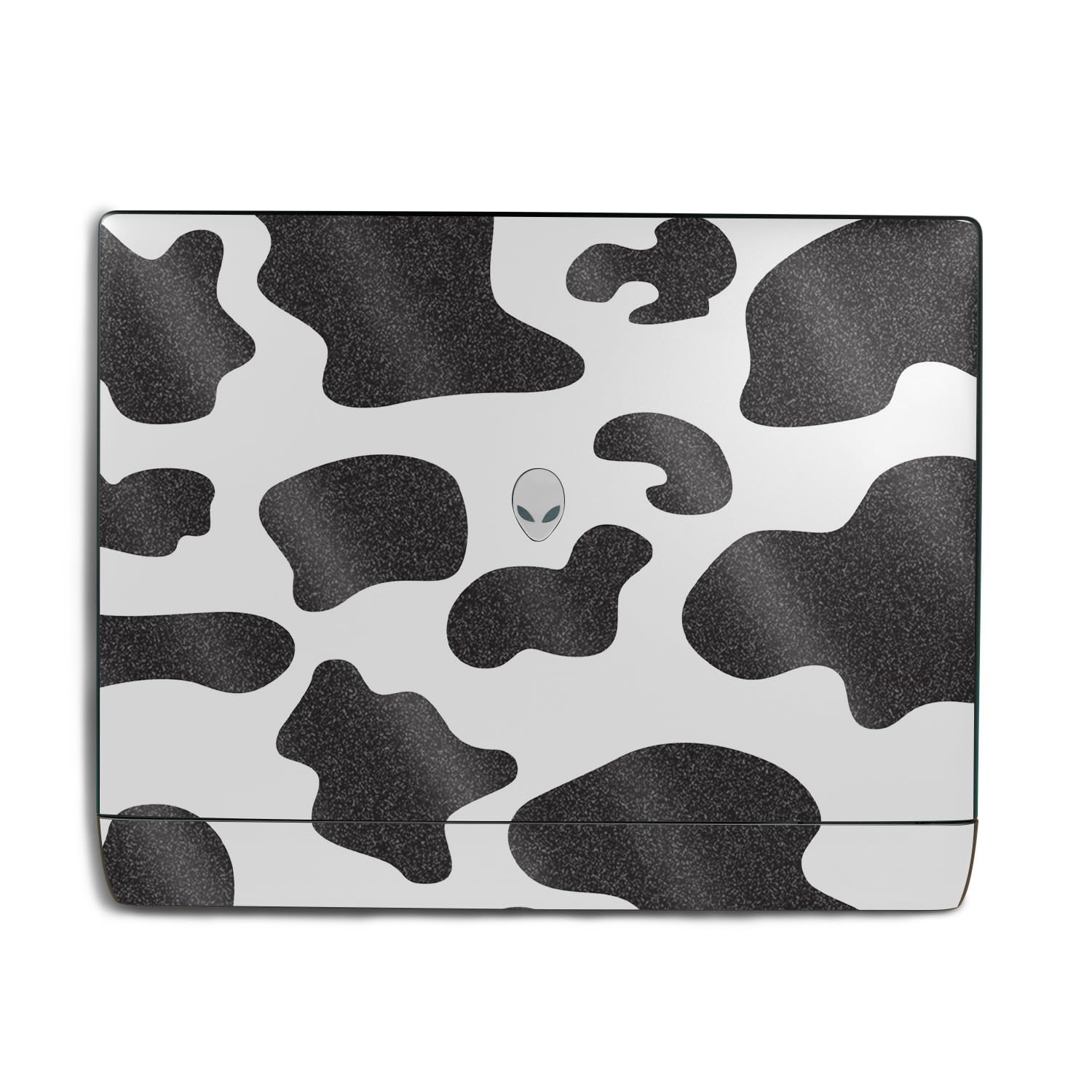 Glossy Glitter Laptop Skin Compatible with Alienware 18 Area-51 (2025) - Cow Print - Premium 3M Vinyl Protective Wrap Decal Cover - Easy to Apply | Crafted in The USA by MightySkins