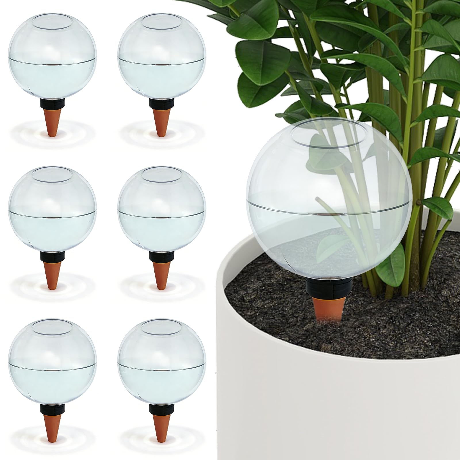 Lot de 6 boules d'irrigation pour plantes - 500 ml - Auto-arrosage - Grande boule d'arrosage - Distributeur d'eau pour plantes - Arrosage automatique des plantes de chambre et plantes de jardin